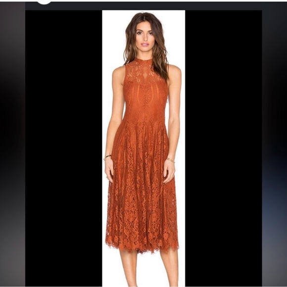 Free People Lace Midi Dress - Rust - Picture 13 of 14